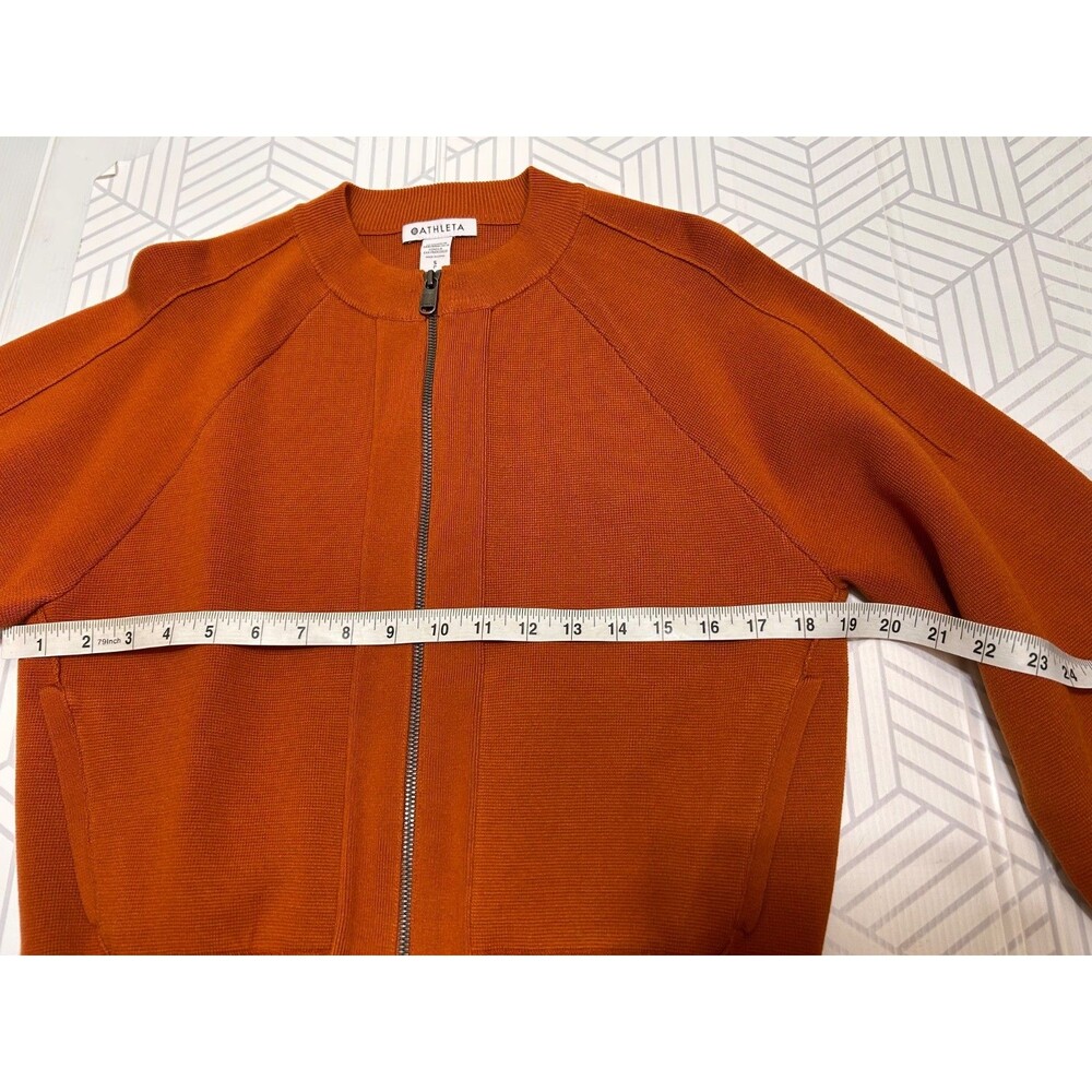 $249 Athleta Sequoia size Small Sweater Jacket Zip Foliage Orange Old Money I - Picture 13 of 15